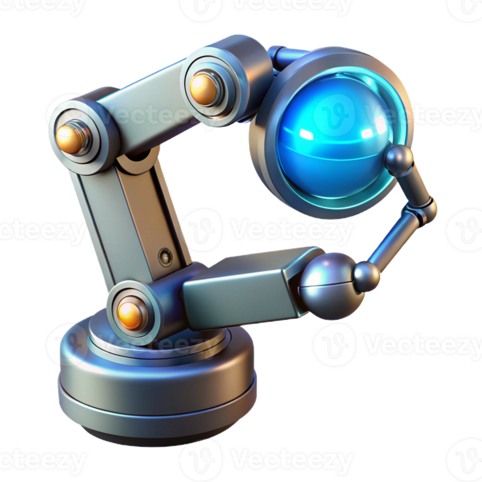 dramatic abstract Chrome Robotic Arm Holding a Fragile Object detailed png