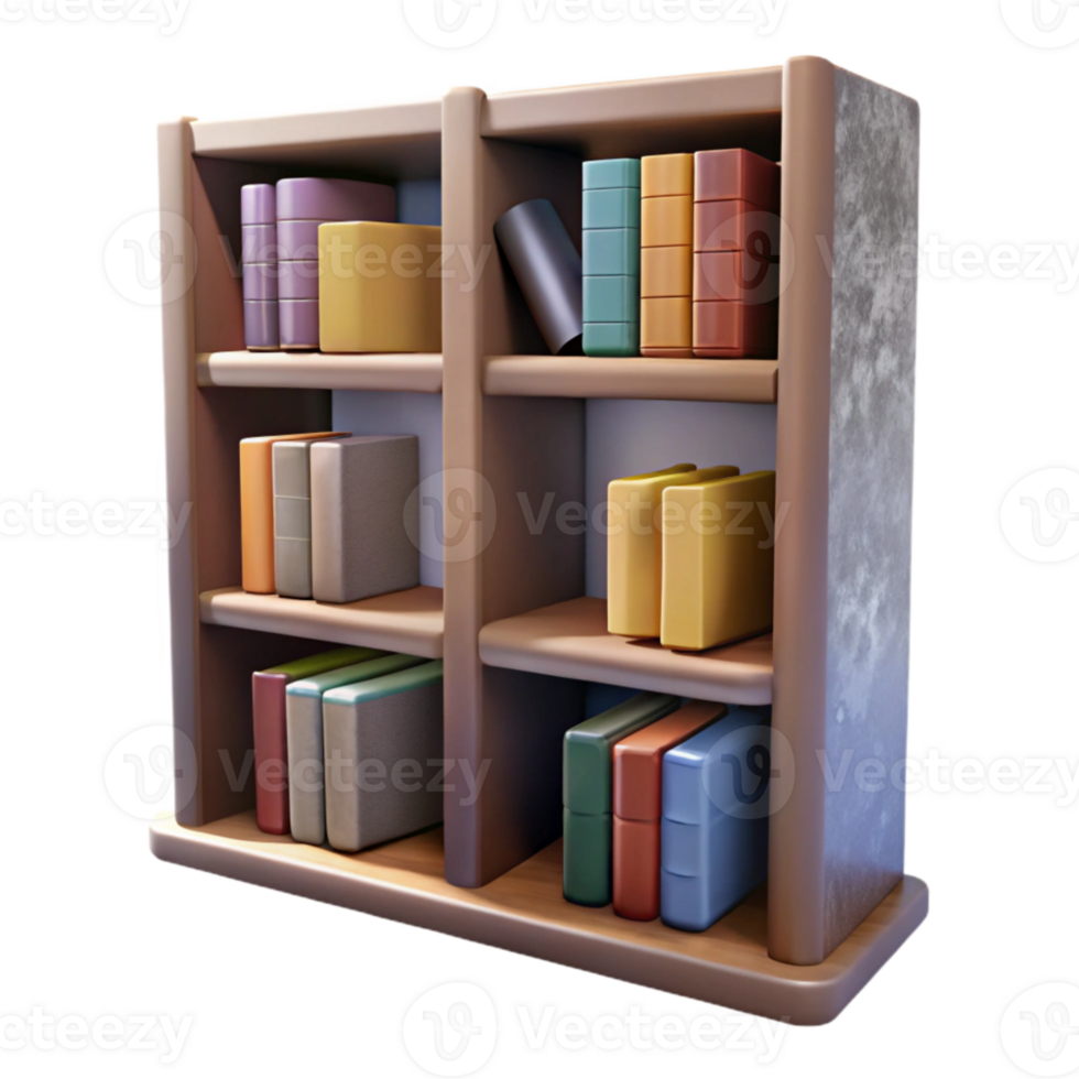 beautiful rustic Bookshelf Filled with Books Cutout genuine png