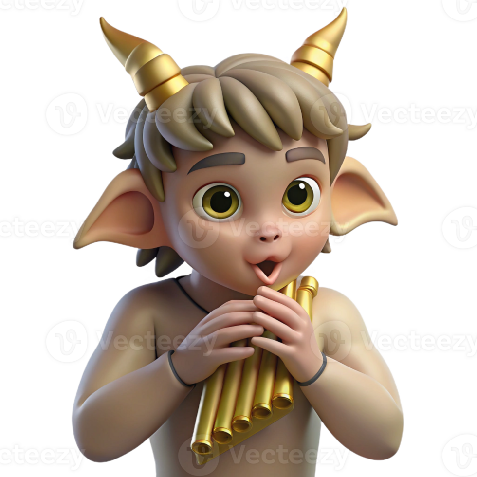 elegant minimalist A Mischievous Satyr Playing a Pan Flute exclusive png