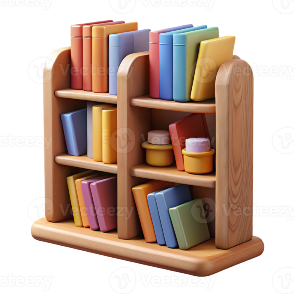 stunning artistic Bookshelf Filled with Books Cutout authentic png