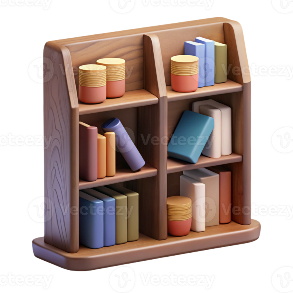 wonderful contemporary Bookshelf Filled with Books Cutout high resolution png
