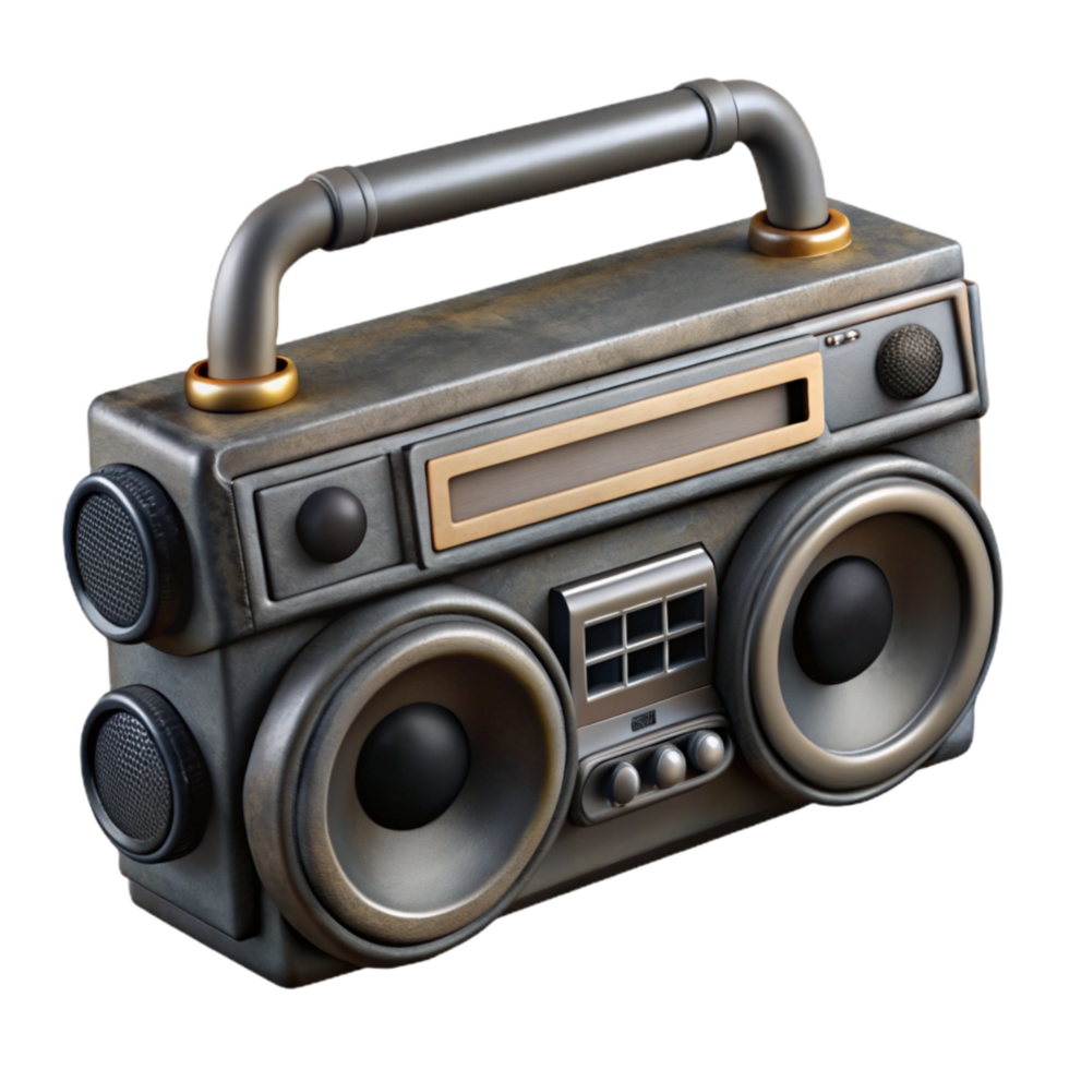 magnificent contemporary Boombox Handle Top View Black authentic png
