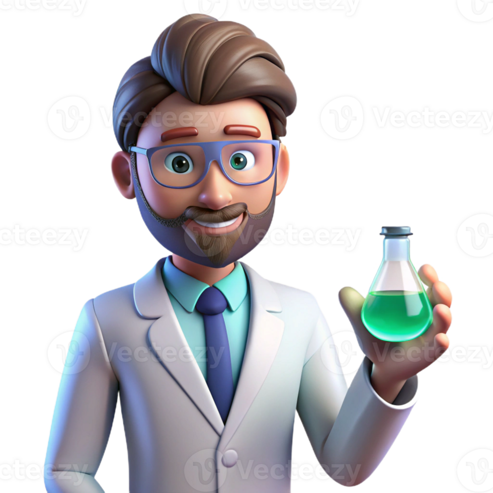 stunning modern Portrait of a Scientist with Thick Glass high quality png