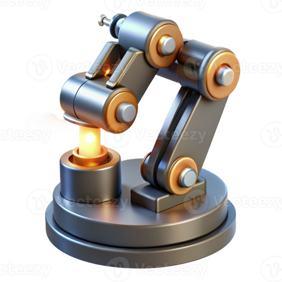 extraordinary rustic Robotic Arm Assembling Complex Piece professional png