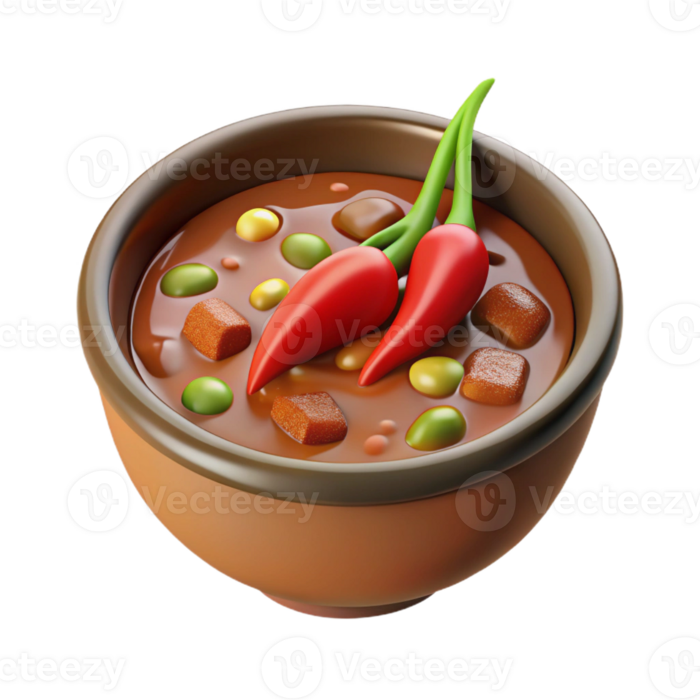 wonderful minimalist Bowl of Chili with Toppings original png