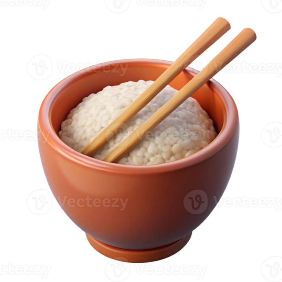 vibrant modern Bowl of Rice with Chopsticks Top View high resolution png