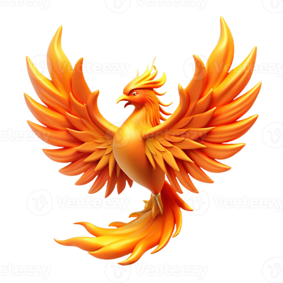 serene artistic Majestic Phoenix Rising from Flames high resolution png