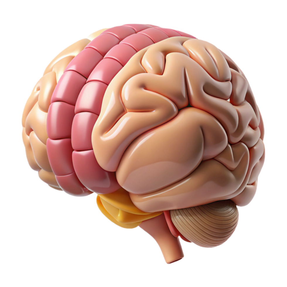 dramatic creative Brain Anatomy Side View Labeled Diagram Transparent Background premium png