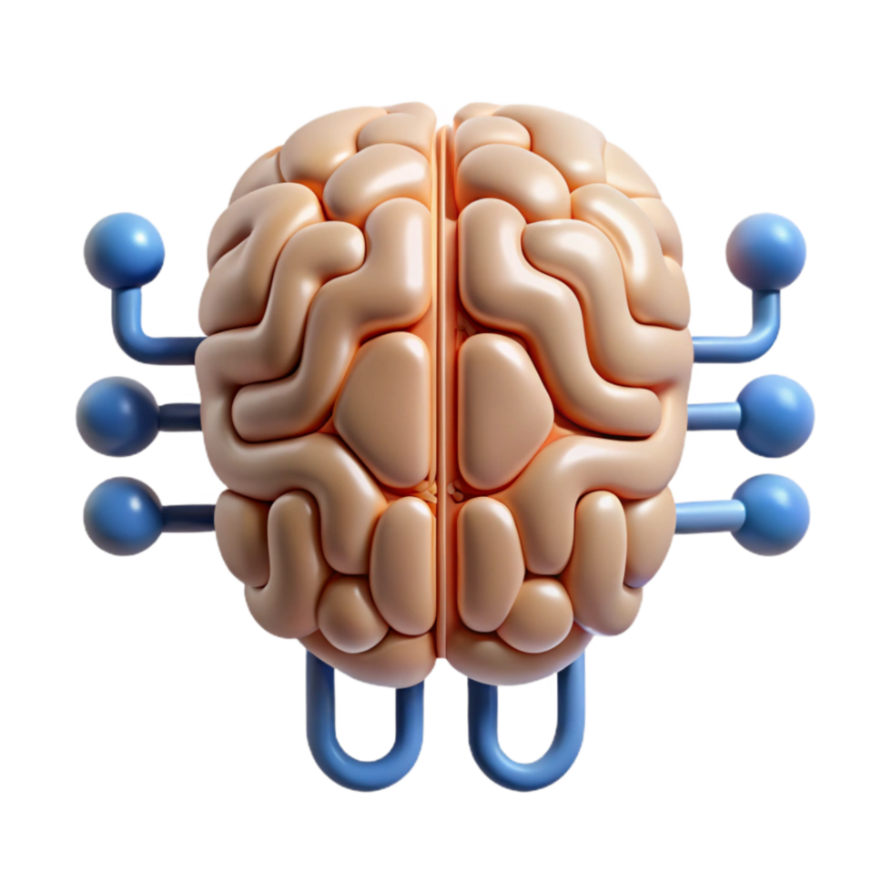 vibrant rustic Brain Circuit Diagram Cutout on Transparent Background premium png