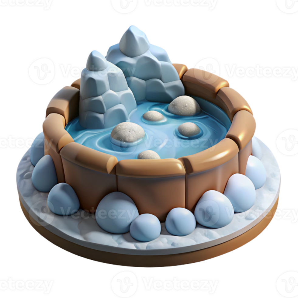 elegant modern A Bubbling Hot Spring Surrounded by Snow high quality png