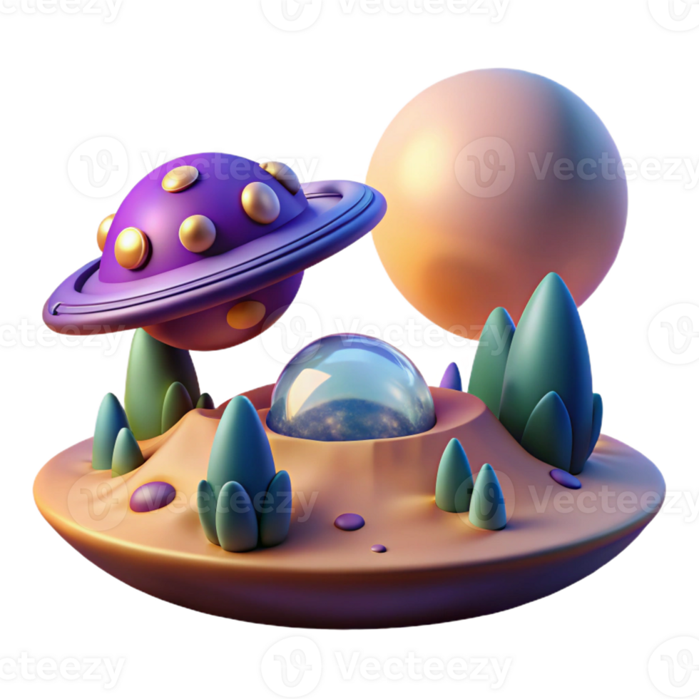 magnificent abstract A Spaceship Landing on a Lush Alien Plan professional png