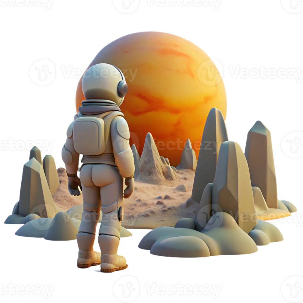 vibrant rustic A Solitary Figure in a Spacesuit Exploring exclusive png