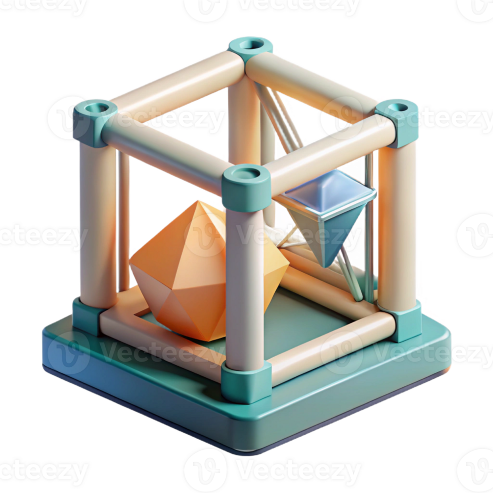 magnificent vintage A D Printer Constructing a Complex Geo premium png