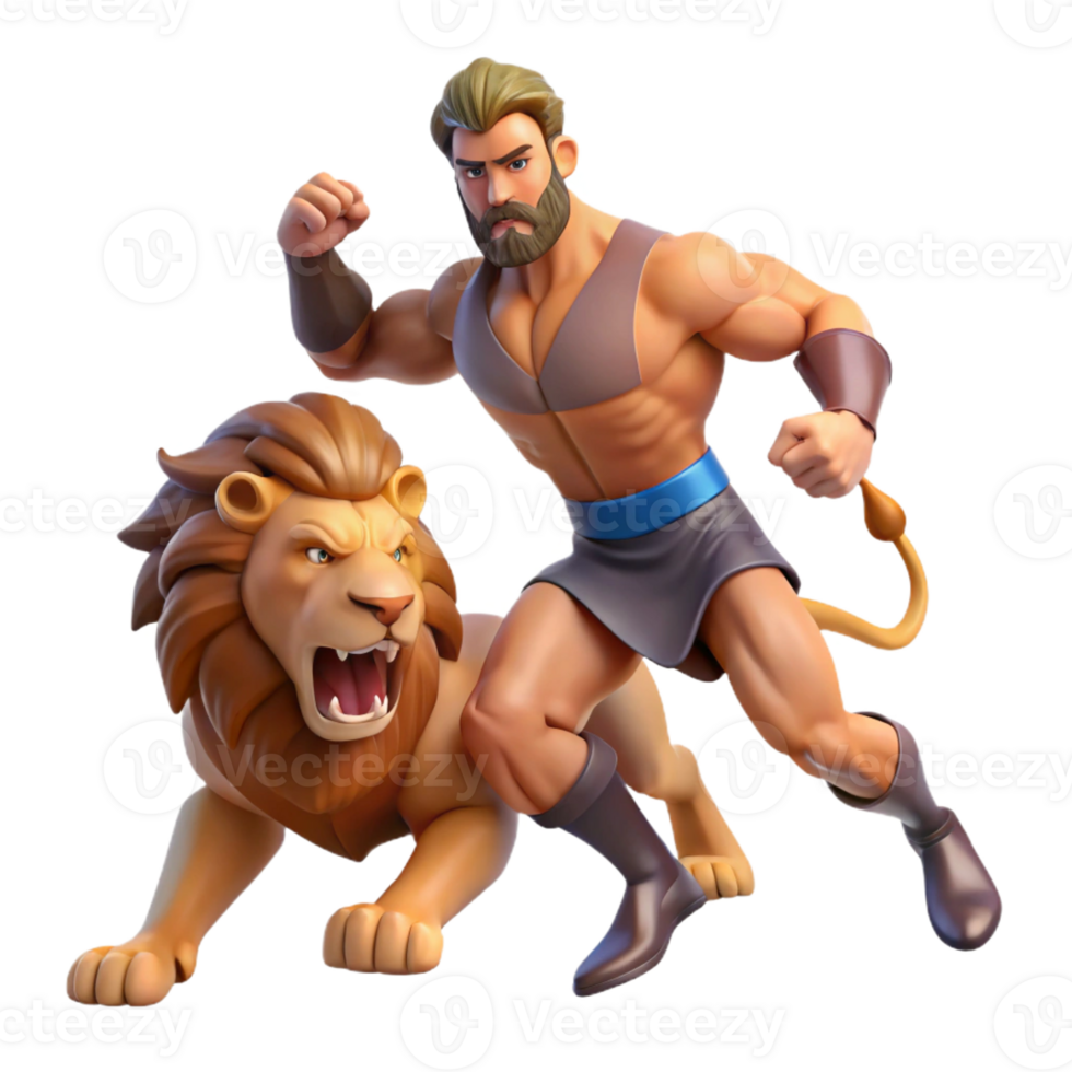 elegant creative A Heroic Hercules Battling the Nemean Lio high quality png