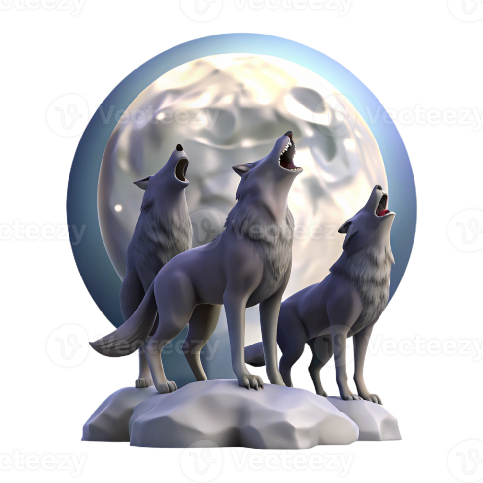 impressive creative A Pack of Wolves Howling at the Moon In detailed png