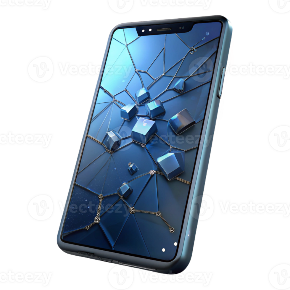 impressive artistic A Cracked Smartphone Screen Displaying A high resolution png