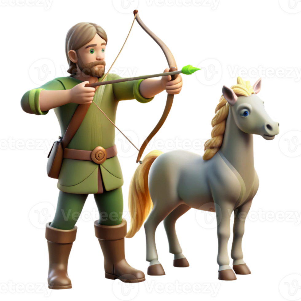 stunning artistic Centaur Archery Instructor and Young Apprentice 4K png