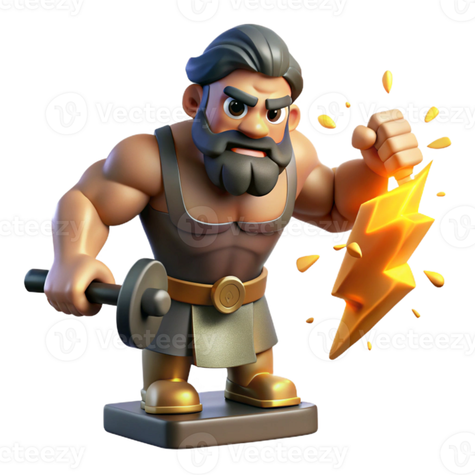 dramatic modern A Powerful Cyclops Forging a Thunderbolt F high quality png
