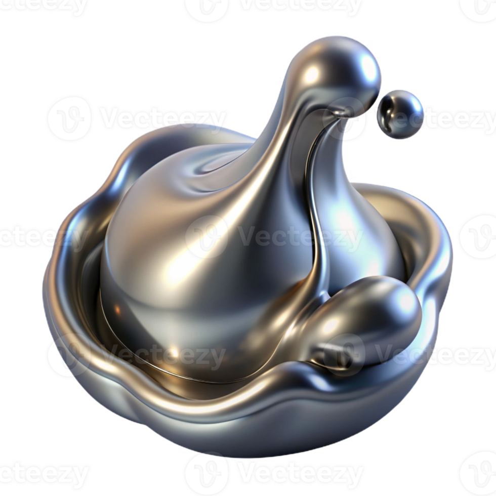 beautiful abstract A Cascade of Liquid Mercury Reflective exclusive png