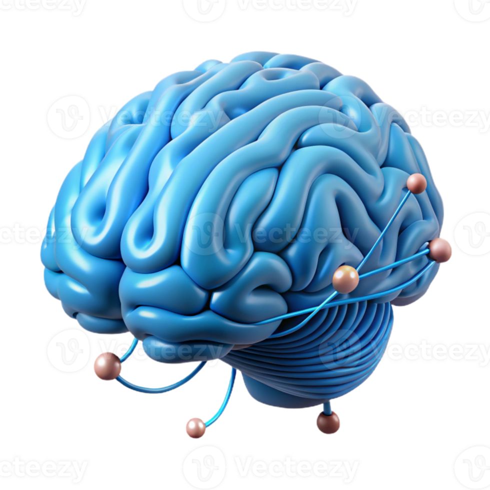 vibrant rustic Brain with Data Stream Overlay on White professional png