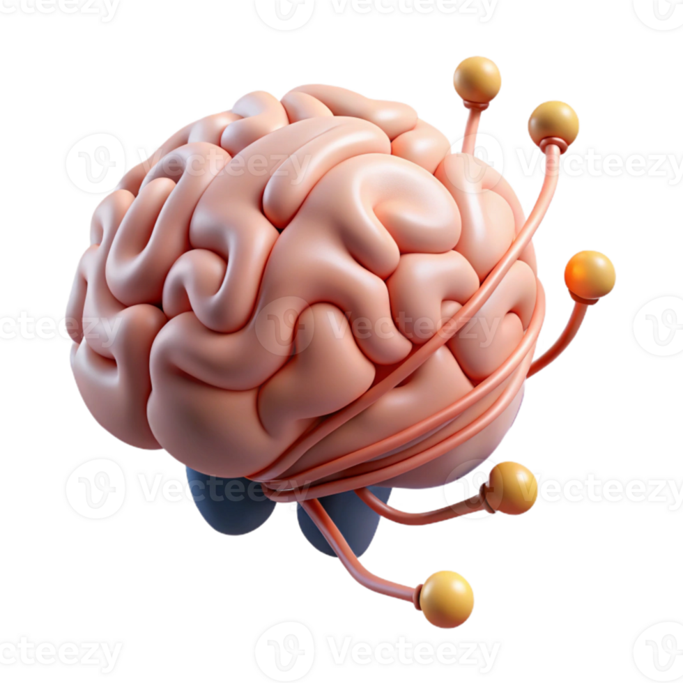 impressive artistic Brain with Data Stream Overlay on White original png