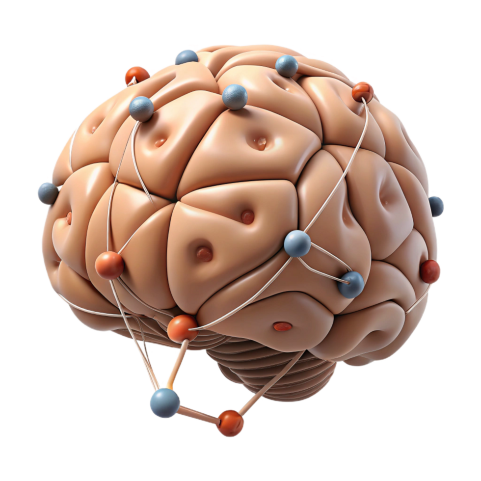 extraordinary abstract Brain with Network Nodes and Connections exclusive png