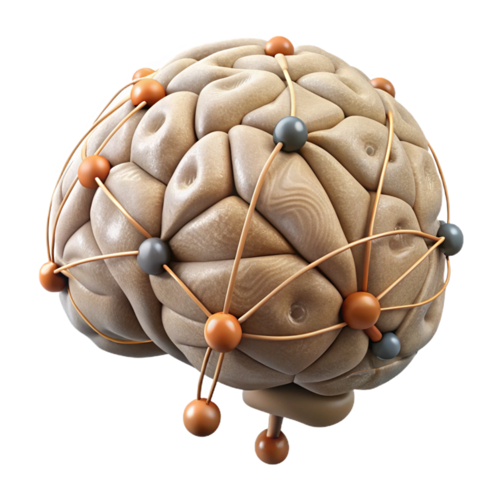 magnificent contemporary Brain with Network Nodes and Connections high quality png