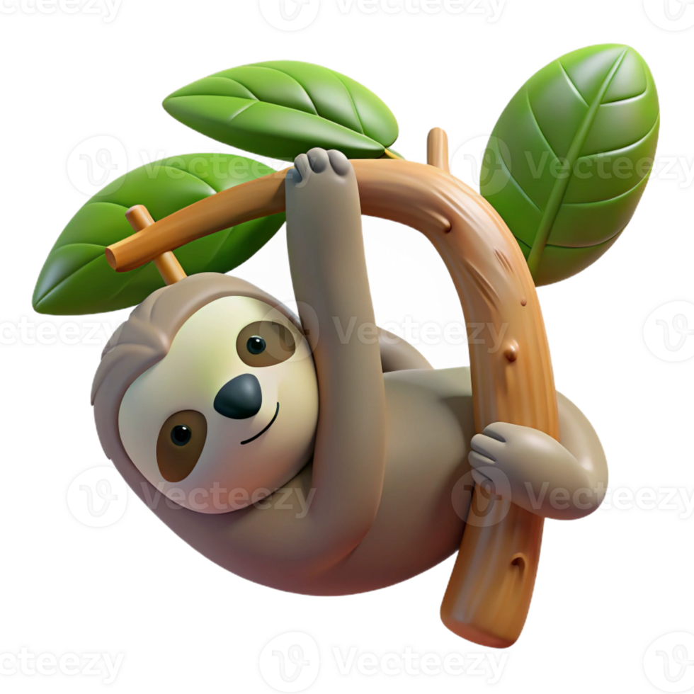 stunning modern A Sleepy Sloth Hanging Upside Down from A genuine png
