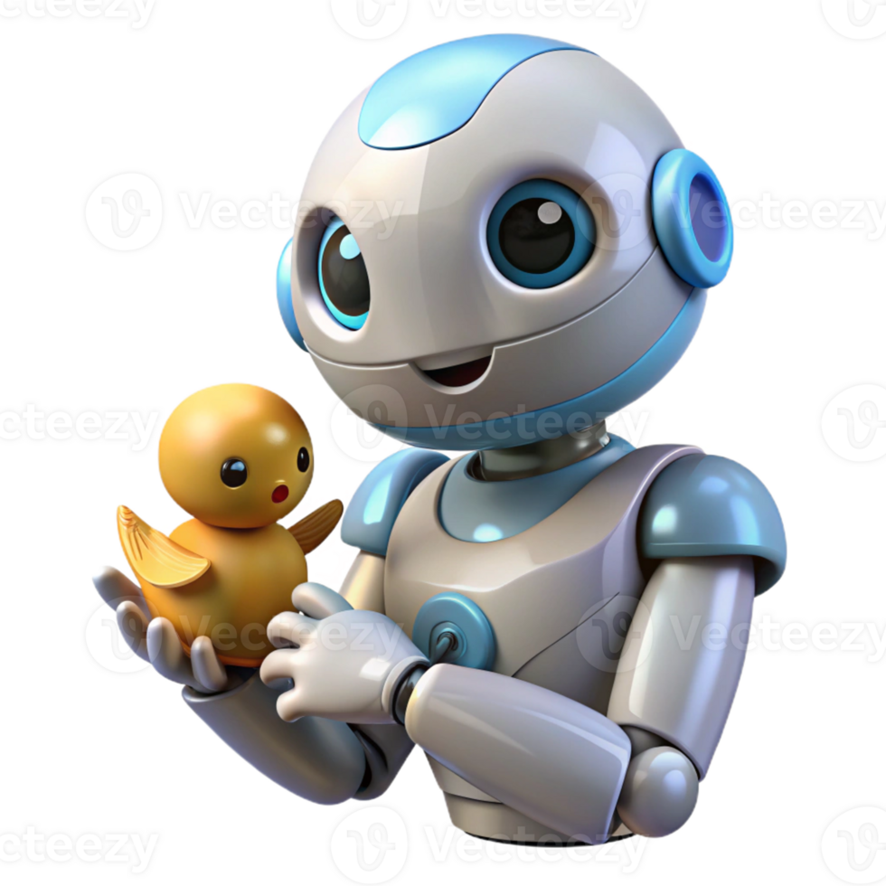 dramatic vintage A Robot Holding a Baby Bird Soft Lighti high quality png