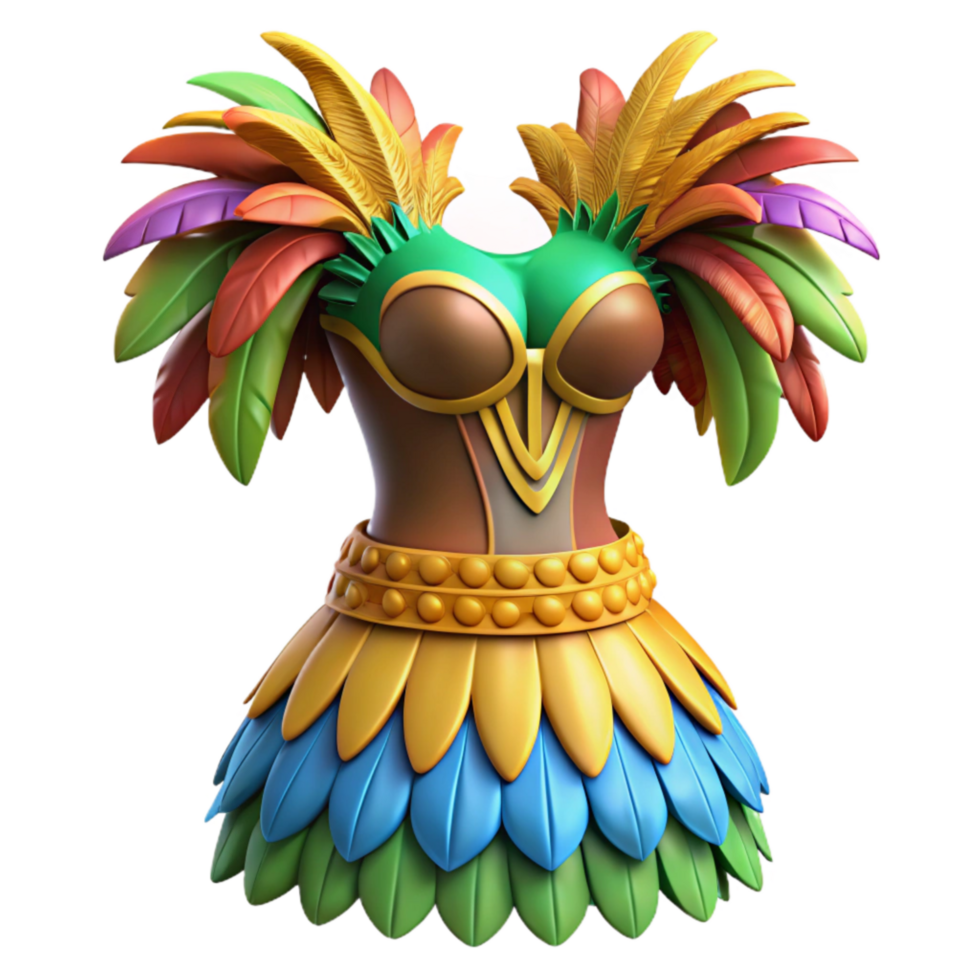 stunning contemporary Brazilian Samba Dancer Dress with Feathers detailed png