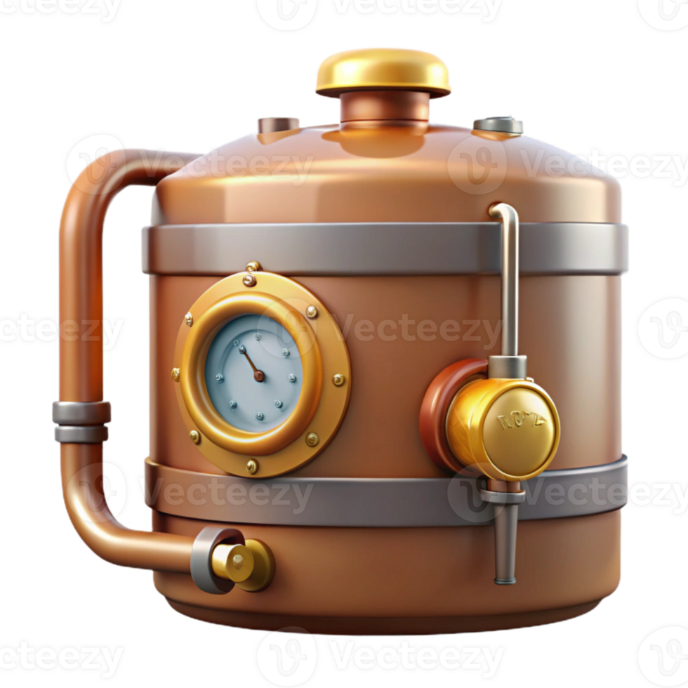 dramatic artistic Brewing Vat with Temperature Gauge Cutout original png