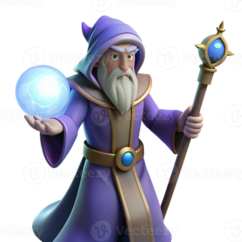 stunning modern A Powerful Wizard Wielding a Staff Topped genuine png