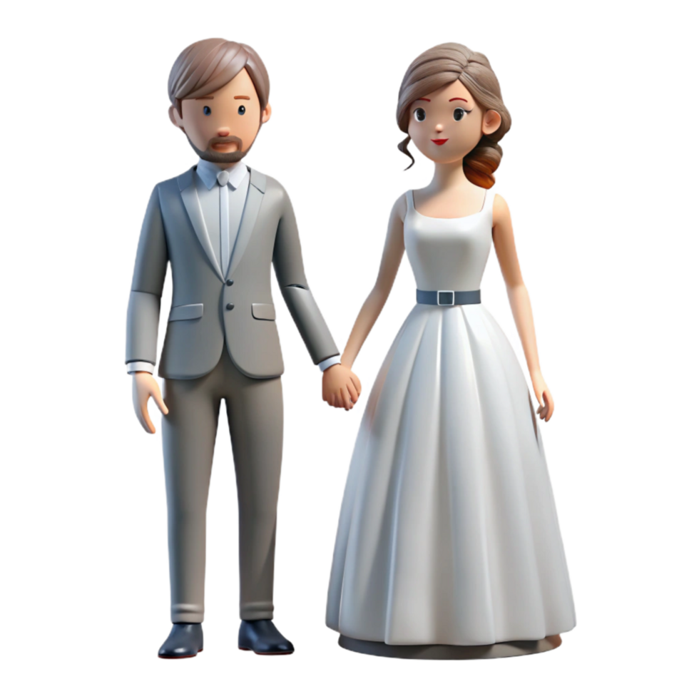 elegant creative Bride and Groom Silhouettes Holding Hands Cutout detailed png