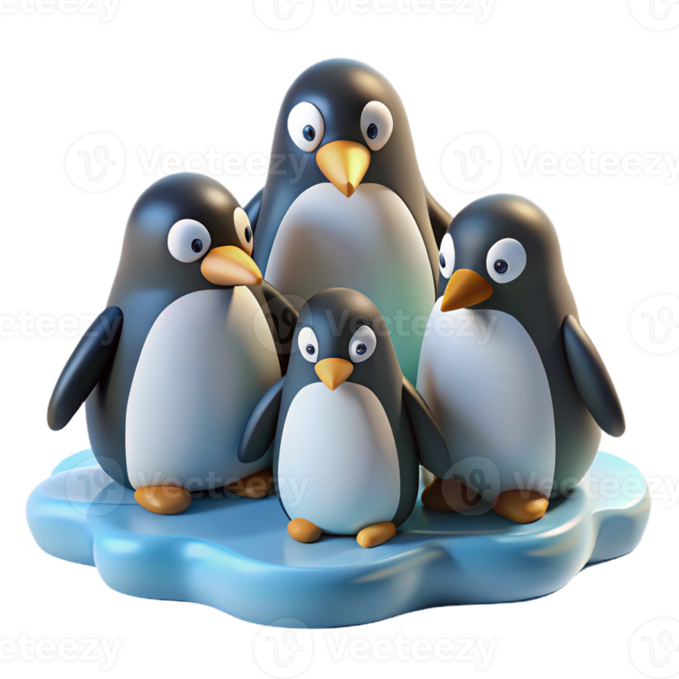 elegant creative A Group of Penguins Huddled Together on An professional png