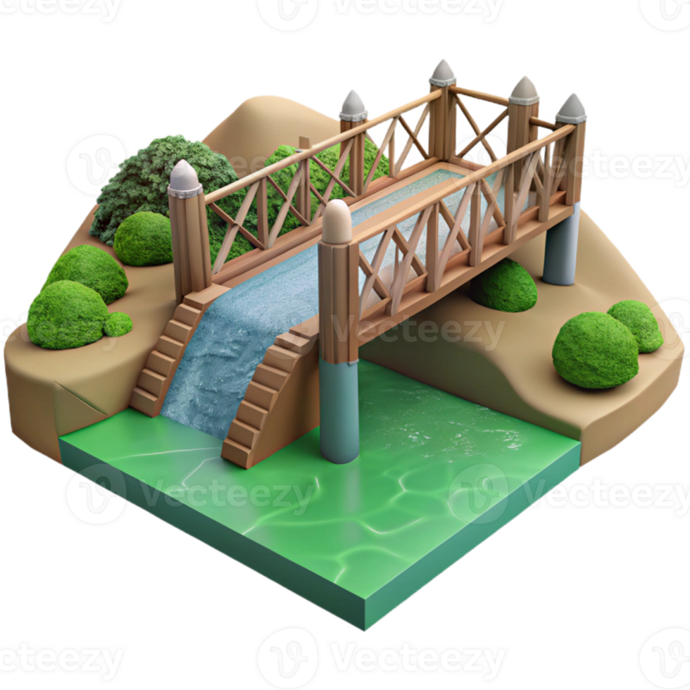 impressive creative Bridge Over River Landscape View high quality png
