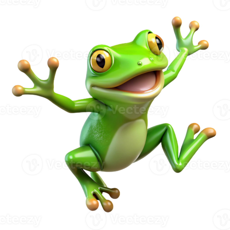 dramatic vintage Bright Green Frog Leaping Cutout premium png