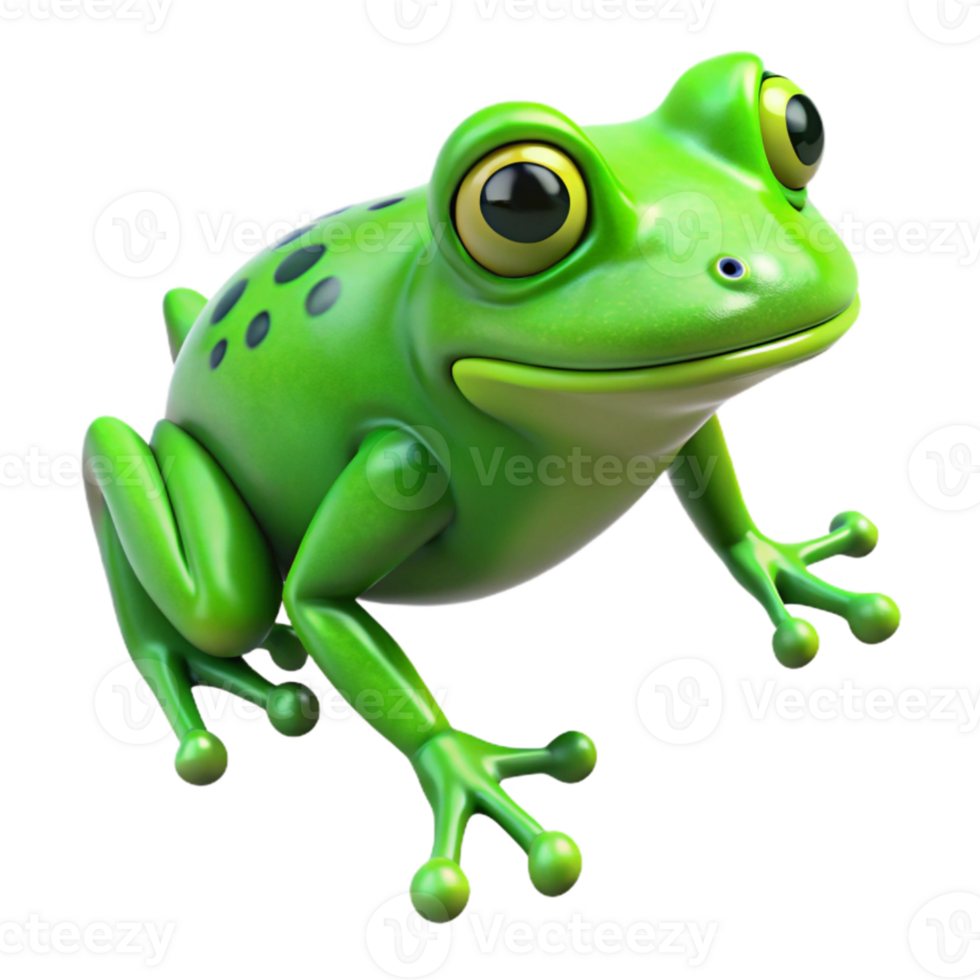 impressive artistic Bright Green Frog Leaping in Ecosystem original png