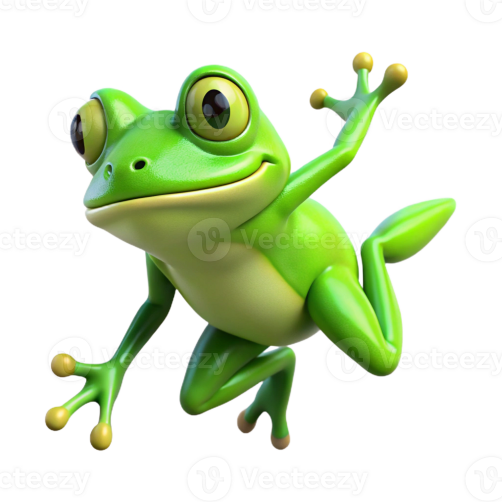 impressive traditional Bright Green Frog Leaping Cutout detailed png