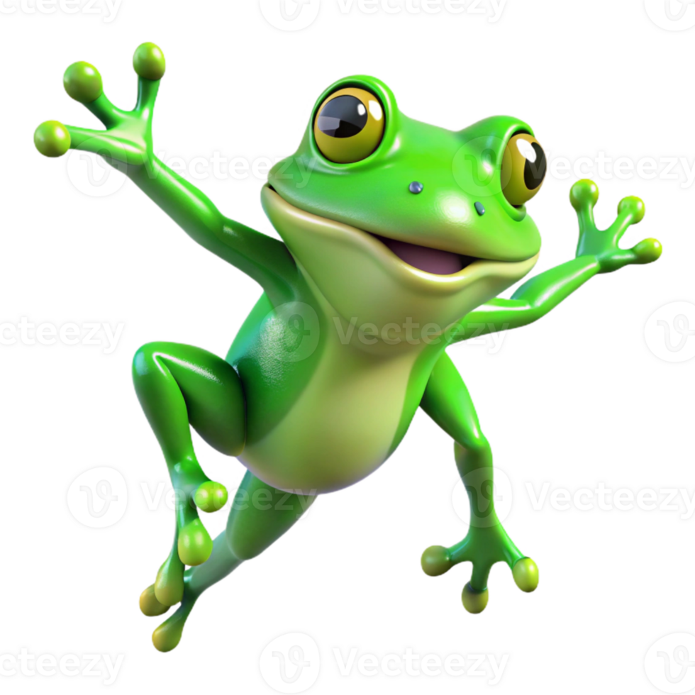 dramatic modern Bright Green Frog Leaping Cutout png
