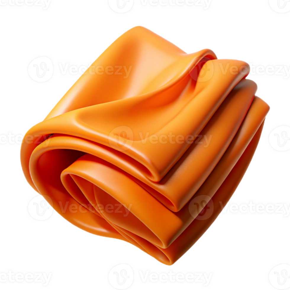 elegant vintage Bright Orange Fabric Swatch Folded high resolution png