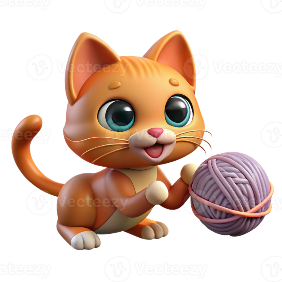 extraordinary creative Kitten Playing with Yarn Ball premium png