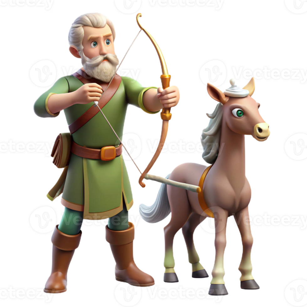 vibrant minimalist A Wise Old Centaur Teaching Archery to A high resolution png