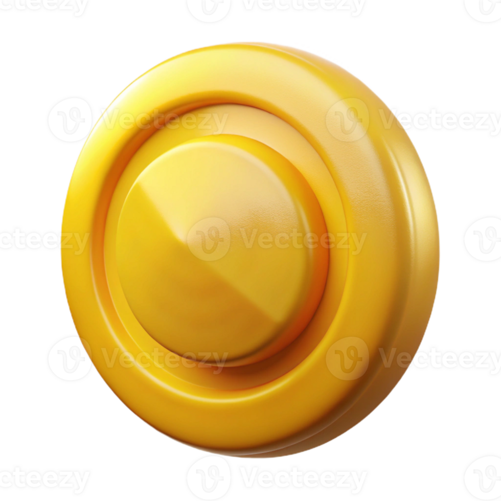 serene minimalist Bright Yellow Button Back View Transparent Background exclusive png