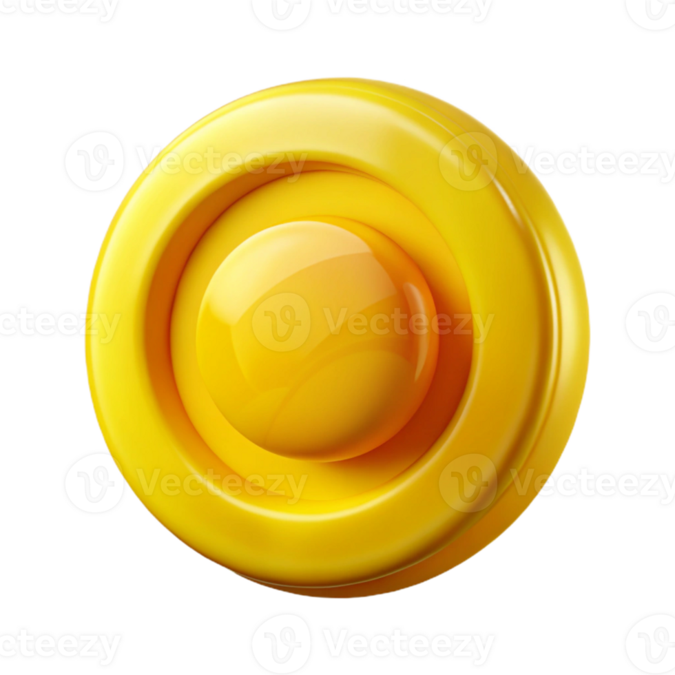 dramatic traditional Bright Yellow Button Back View Transparent Background exclusive png