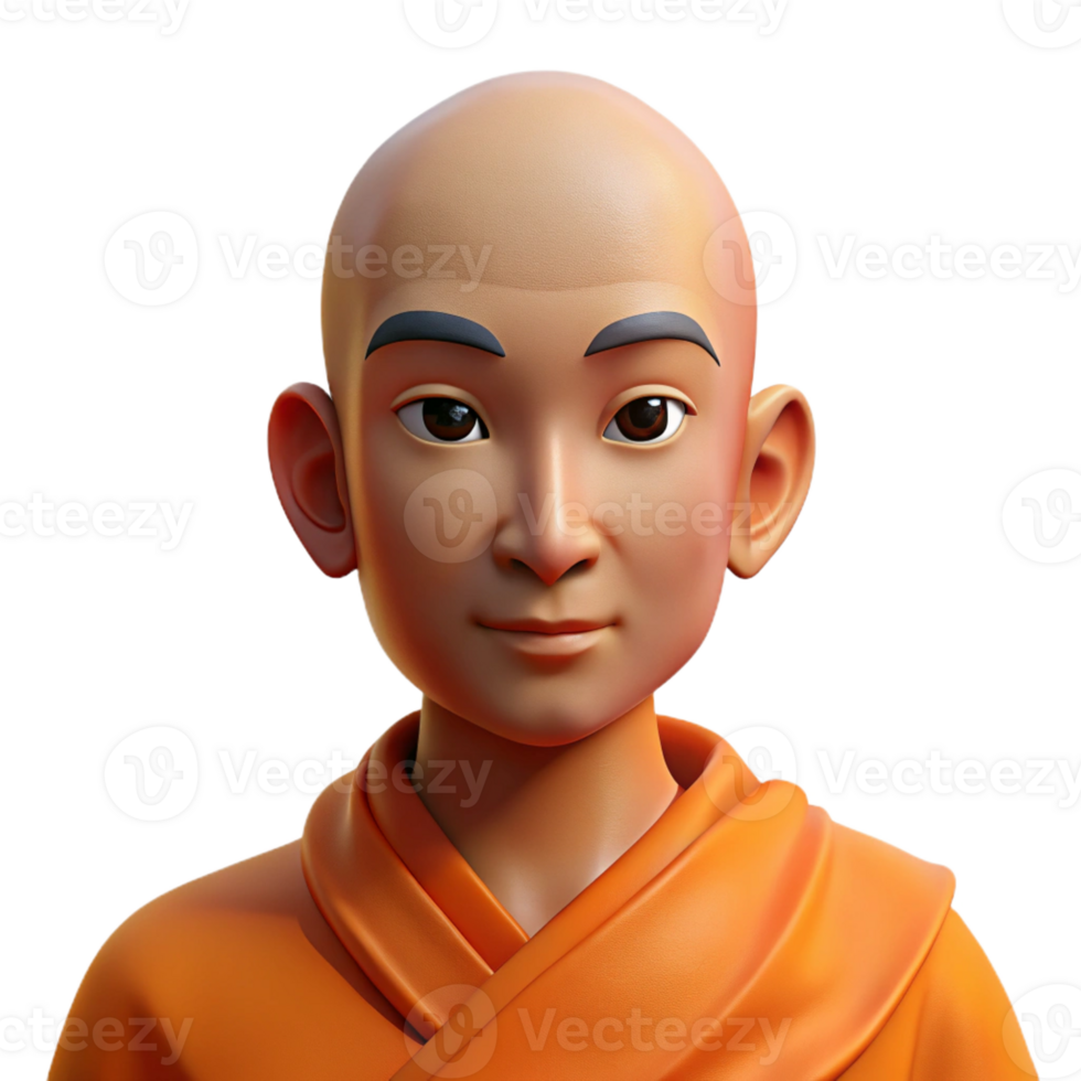 wonderful contemporary Portrait of a Serene Monk with a Shaved high quality png
