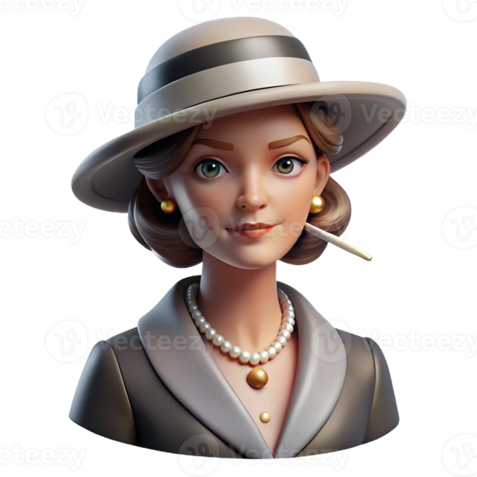 impressive traditional Portrait of a Fashionable Socialite with A premium png