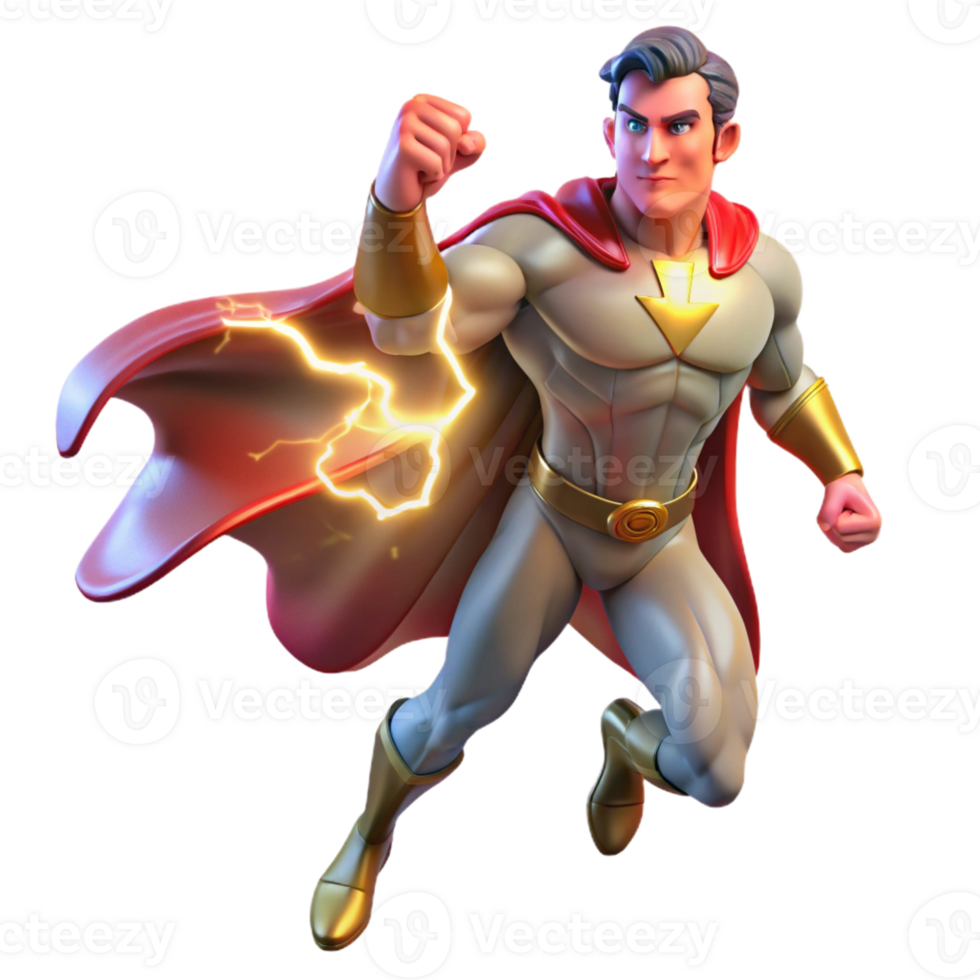 stunning abstract Portrait of a Powerful Superhero with a Fl genuine png