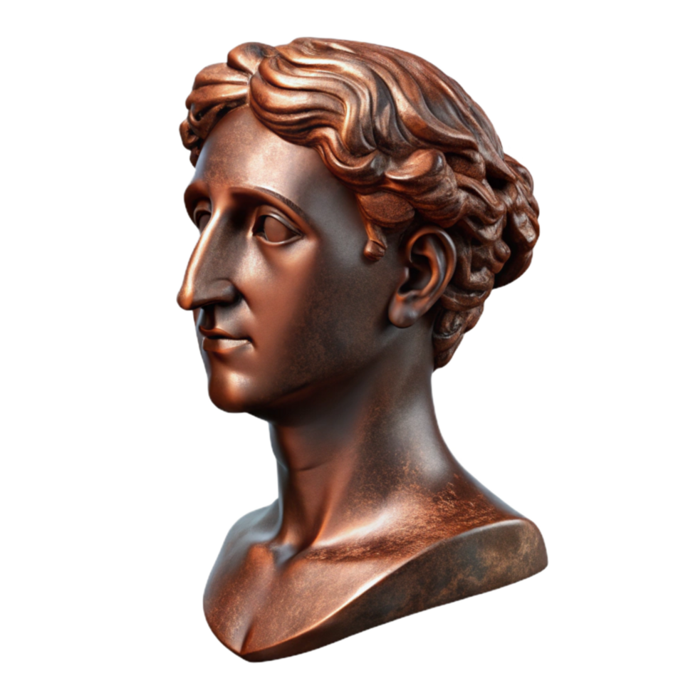 extraordinary rustic Bronze Bust Side Profile Cutout detailed png