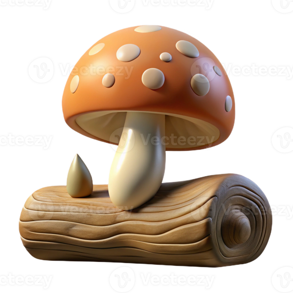 impressive minimalist Mushroom Growing on Fallen Log high resolution png