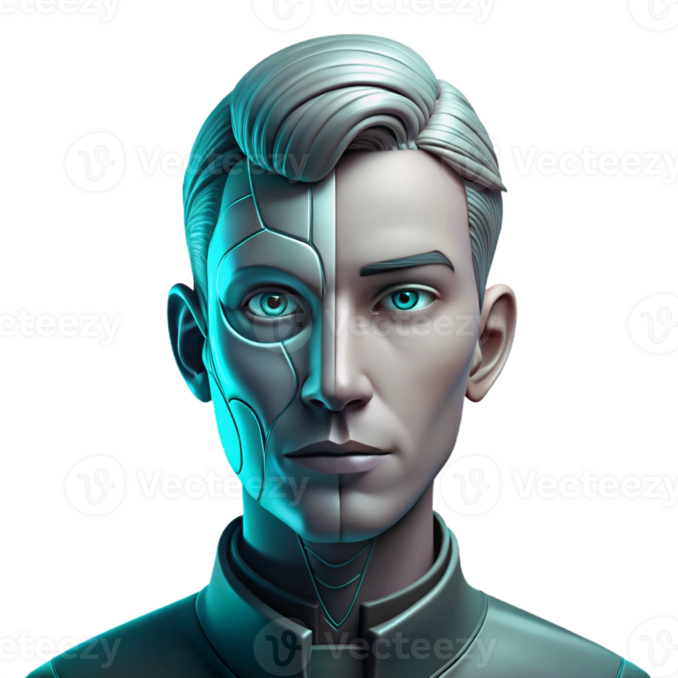 serene rustic Portrait of a Melancholic Cyborg Half Fa exclusive png